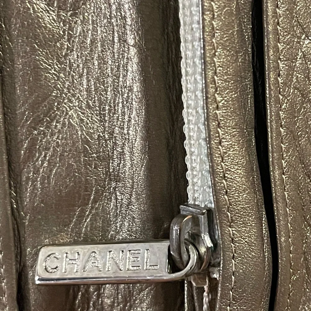 Chanel vintage cambon goldish bronze Quilted Metallic Wallet